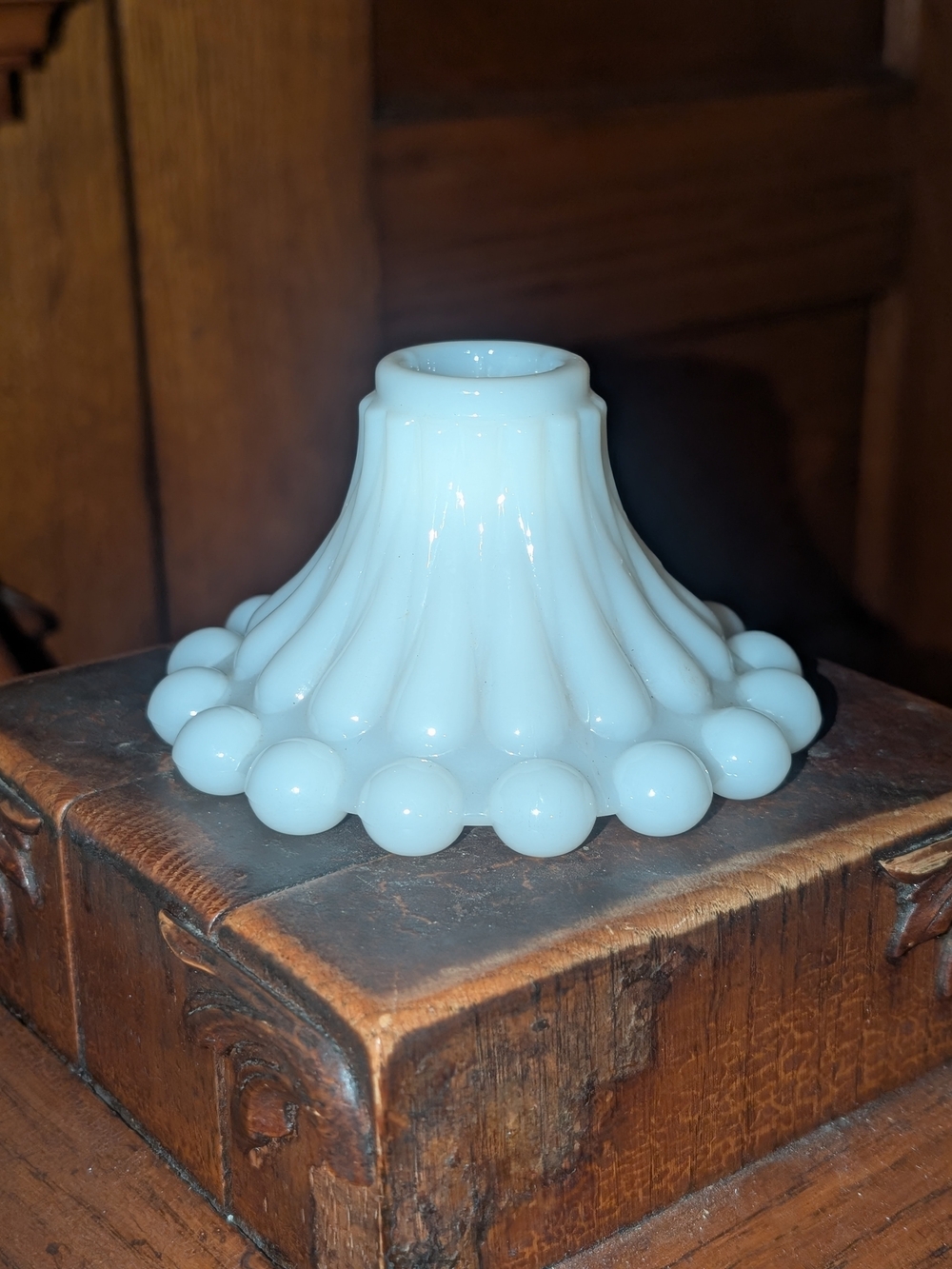 Vintage Anchor Hocking Berwick Boopie white milk glass Candlestick Holder - 3"H